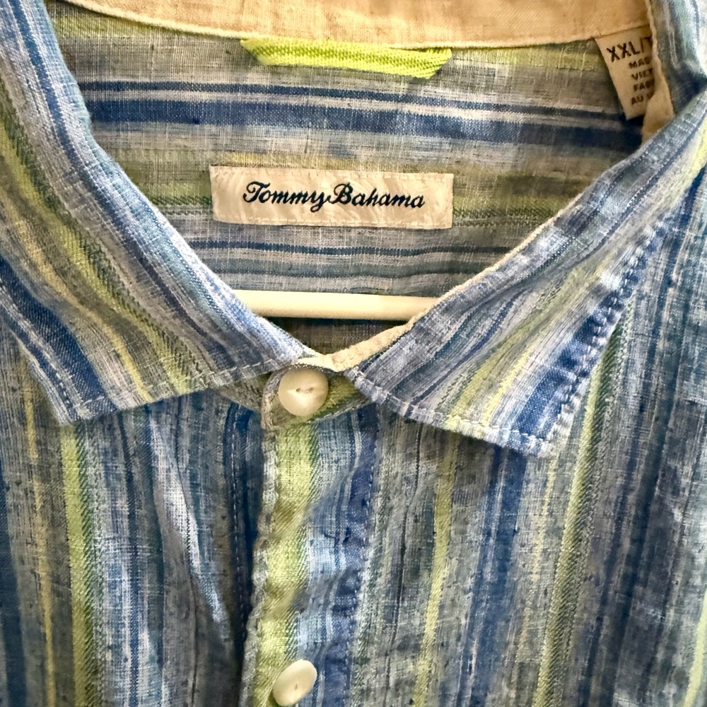 Men’s XXL 100% Linen watercolor stripe shirt